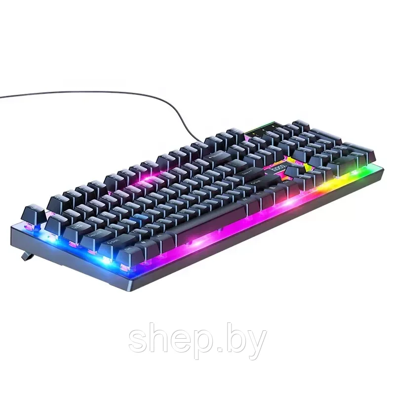 Набор игровой проводной клавиатура+мышь Hoco GM18 с подсветкой, цвет: черный - фото 3 - id-p197256977