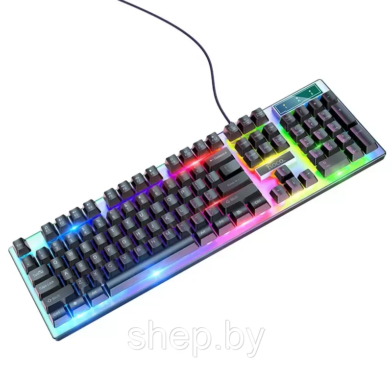 Набор игровой проводной клавиатура+мышь Hoco GM18 с подсветкой, цвет: черный - фото 4 - id-p197256977