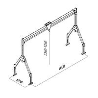 Козловой кран легкий алюминиевый (МПУ)  малый, точка подвеса тали 2360 мм, г/п 1500 кг, пролет 4 метра