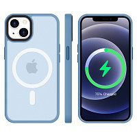 Защитный чехол TPU+PC Iron Matte Case with Magsafe голубой для Apple iPhone 14
