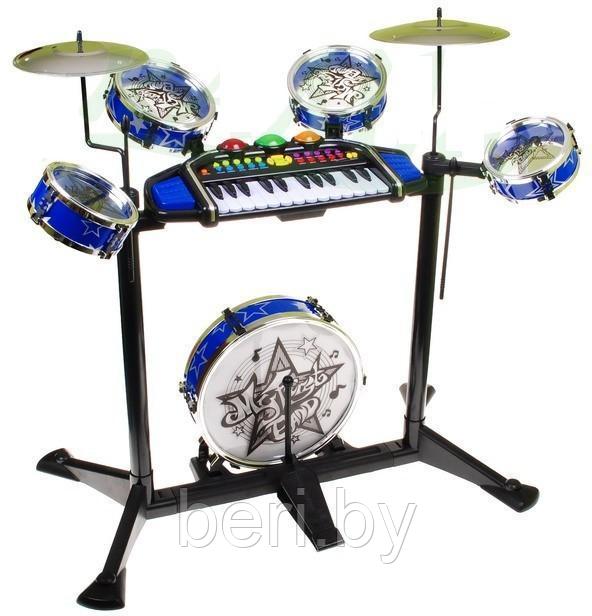 Синтезатор с барабанной установкой 7233, набор музыкальных инструментов на стойке, световые эффекты - фото 2 - id-p197260423