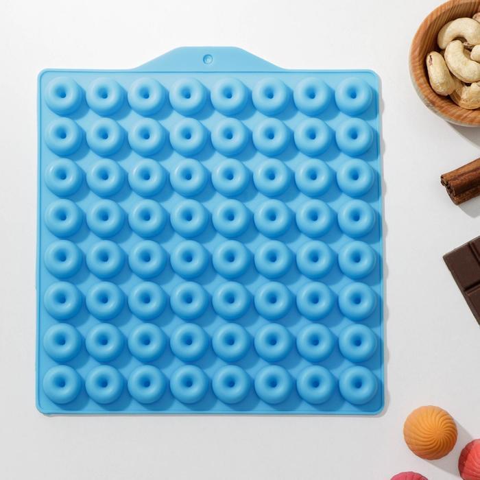 Форма для мармелада "Пончики", 21,5×20 см, 64 ячейки (d=2 см), цвет МИКС - фото 1 - id-p197133882