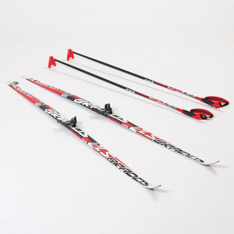 Лыжи STC с креплением 75 мм и палками (200 см)