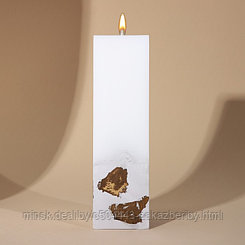 Свеча интерьерная белая с бетоном (поталь), 5 х 5 х17,2 см