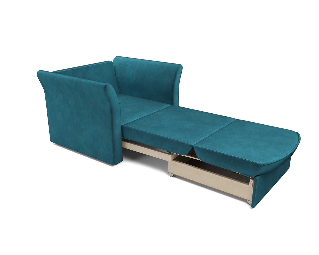 Кресло-кровать Малютка №2 Бархат сине-зеленый STAR VELVET 43 BLACK GREEN - фото 2 - id-p197275922