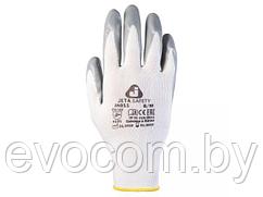 Перчатки с защитой от порезов, р-р 9/L (полиэстер, нитрил. покр.), серые (перчатки стекольщика, антипорезные)