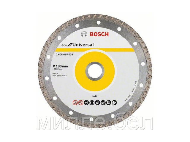 Алмазный круг 180х22 мм универс. Turbo ECO UNIVERSAL BOSCH (сухая резка)