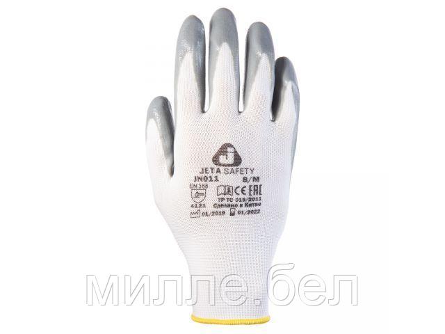 Перчатки с защитой от порезов, р-р 9/L (полиэстер, нитрил. покр.), серые (перчатки стекольщика, антипорезные) - фото 1 - id-p182939997