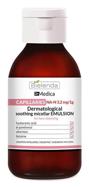 Успокаивающая мицеллярная эмульсия Bielenda Dr Medica Capillary Skin для очистки кожи лица, 250 мл - фото 1 - id-p197279370