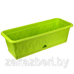 Ящик для цветов балконный пластмассовый "Сиена" 57х22см, с поддоном, зеленый 


(Россия)