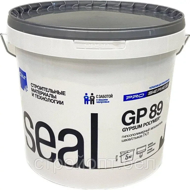 Гипсополимерная шпатлевка для заделки стыков ГКЛ без применения армирующей ленты СМИТ Seal GP89, 5 кг