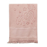 Махровое полотенце для лица 50х90 серебристо-розовое NURPAK 211
