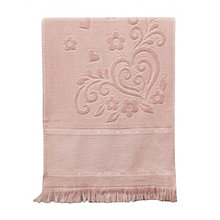 Махровое полотенце для лица 50х90 серебристо-розовое NURPAK 211