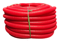 Труба (пешель) защитная гофрированная 35 мм (цвет: красный, длина бухты: 50 м)