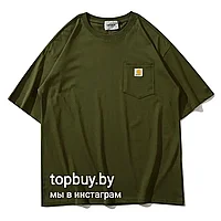 Футболка с логотипом CARHARTT,темно зеленого цвета.