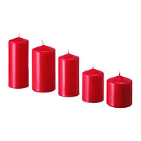 IKEA/  ФЕНОМЕН неароматическая формовая свеча,5шт., красный