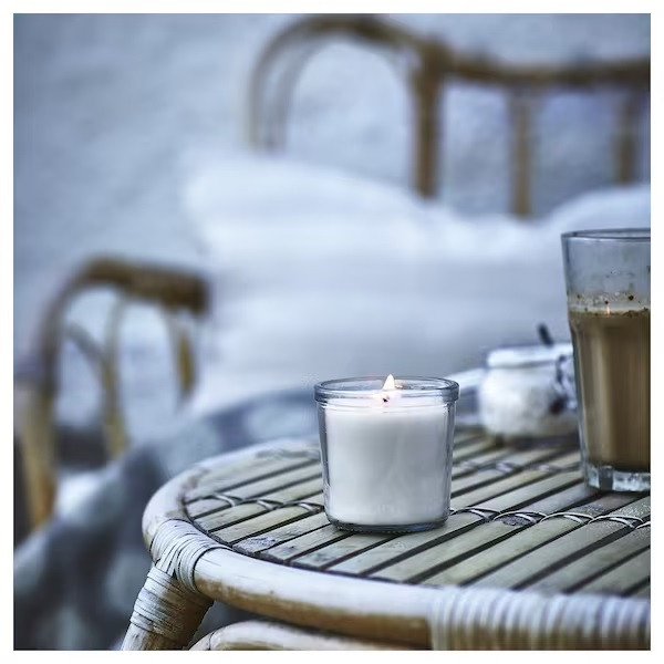 IKEA/ ЭМЛИК Ароматическая свеча в стакане, ваниль/светло-бежевый,20 часов - фото 3 - id-p197347294