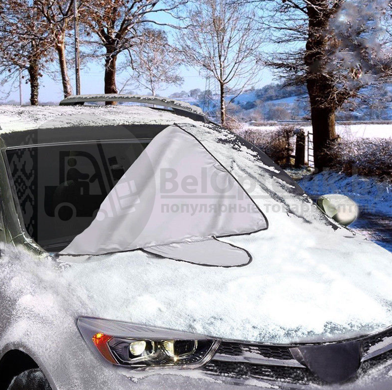 Защитный двухсторонний чехол / накидка на магнитах на лобовое стекло Winter Windshield Cover 170 х 120 см (раз - фото 4 - id-p197347779