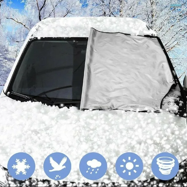 Защитный двухсторонний чехол / накидка на магнитах на лобовое стекло Winter Windshield Cover 170 х 120 см (раз - фото 2 - id-p197347779