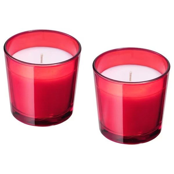 IKEA/ ВИНТЕРФИНТ  Ароматическая свеча в стакане, пять красных зимних специй,25 часов   / 2 шт