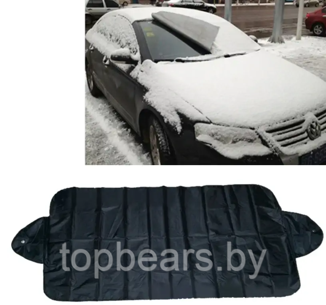 Защитный двухсторонний чехол / накидка с присосками на лобовое стекло Winter Windshield Cover 140 х 70 см - фото 10 - id-p196968912