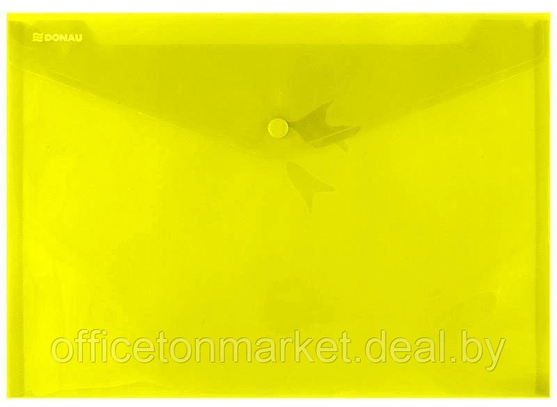 Папка-конверт на кнопке "Donau", C5, желтый прозрачный - фото 1 - id-p197355076