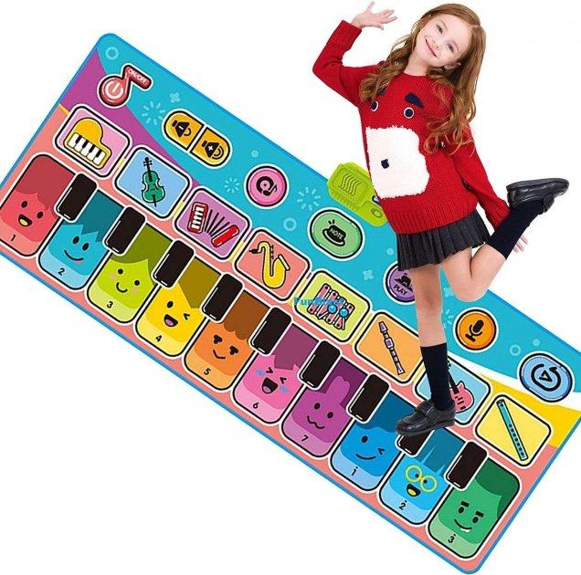 Детский музыкальный игровой коврик-пианино напольный Piano music mat разноцветный 757-04A - фото 2 - id-p197361386
