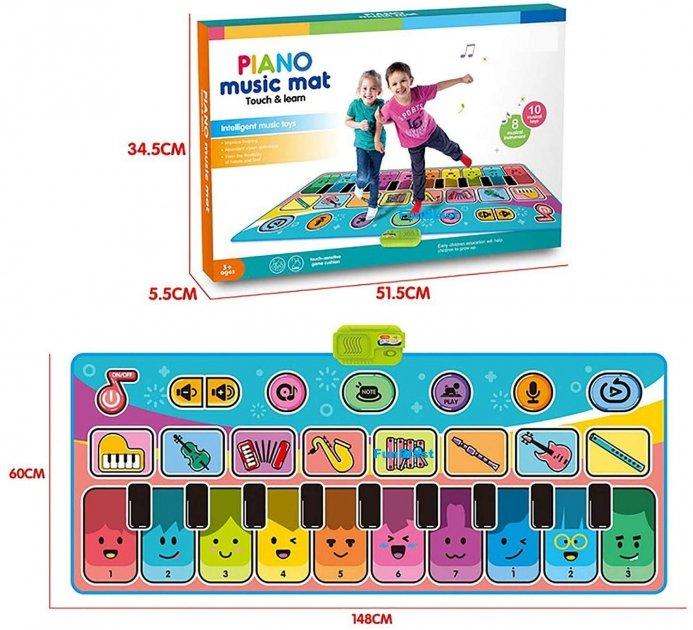 Детский музыкальный игровой коврик-пианино напольный Piano music mat разноцветный 757-04A - фото 3 - id-p197361386