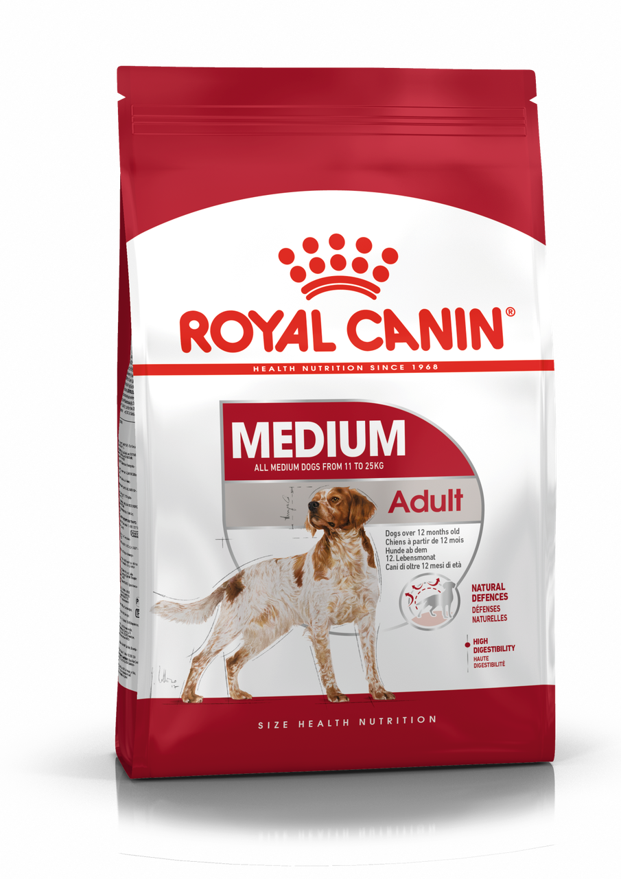 ROYAL CANIN Medium Adult сухой корм для собак в возрасте 12 месяцев и старше.15 кг