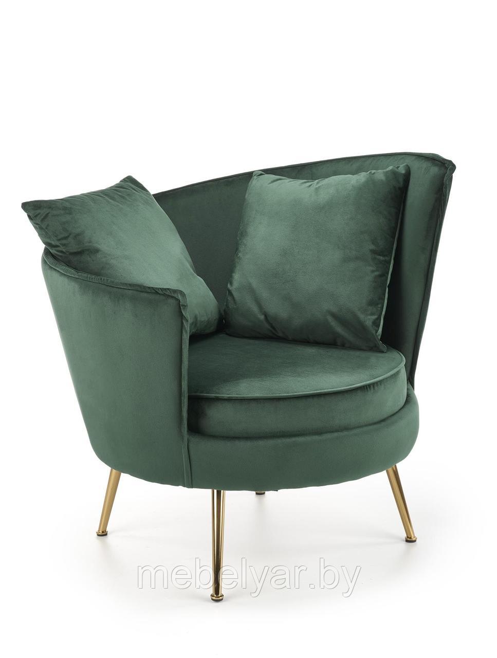 Кресло HALMAR ALMOND темно-зеленый/золотой - фото 1 - id-p197377113