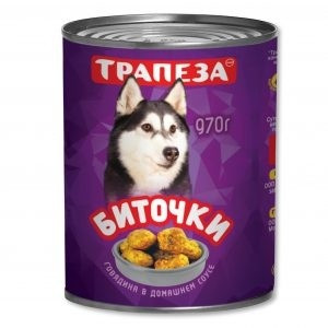 Трапеза консервы для собак "Биточки", говядина в домашнем соусе.970гр - фото 1 - id-p197380260
