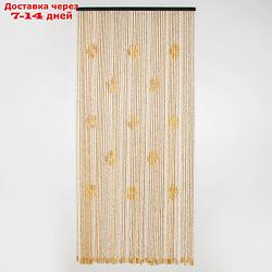 Занавеска декоративная "Шарики", 90×175 см, 31 нить, дерево