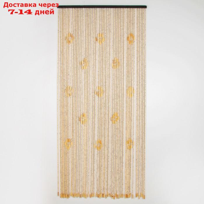 Занавеска декоративная "Шарики", 90×175 см, 31 нить, дерево