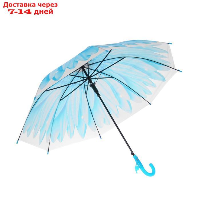 Зонт-трость "Гербера", полуавтоматический, со свистком, R=41см, цвет голубой - фото 2 - id-p197351260