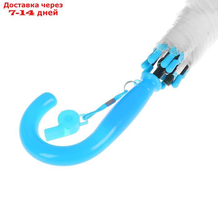 Зонт-трость "Гербера", полуавтоматический, со свистком, R=41см, цвет голубой - фото 3 - id-p197351260