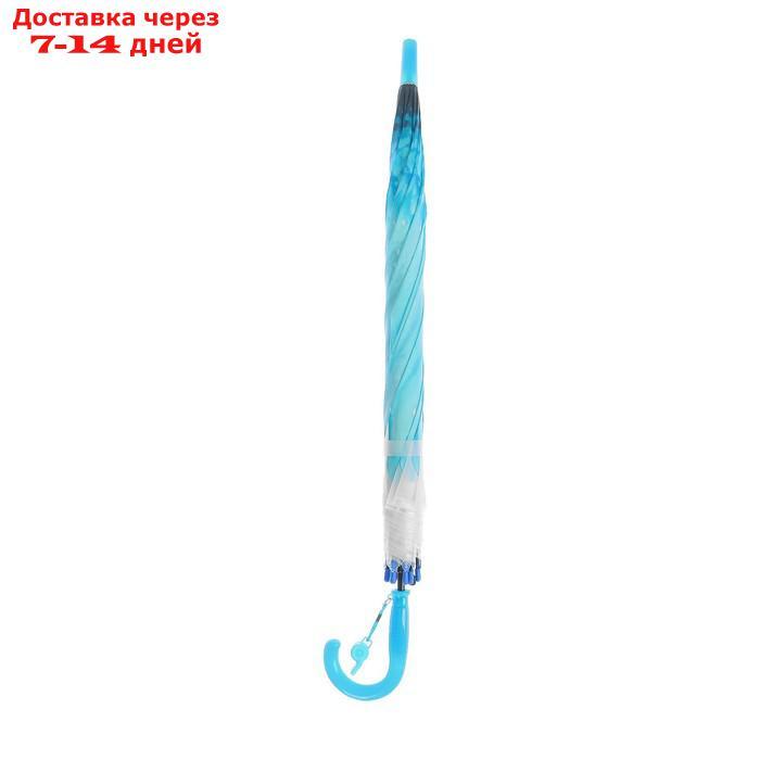 Зонт-трость "Гербера", полуавтоматический, со свистком, R=41см, цвет голубой - фото 4 - id-p197351260