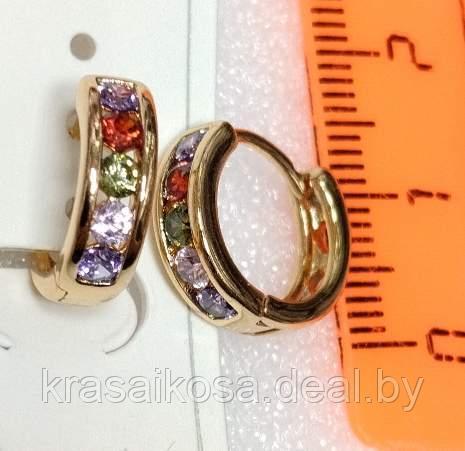 Серьги Ксюпинг Xuping цветные кольцо хагги классические женские красивые со стразами бижутерия - фото 1 - id-p129938404
