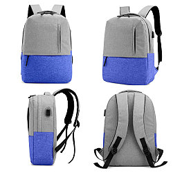 Городской рюкзак "Urban" с USB и отделением для ноутбука до 15.75" Серый с синим