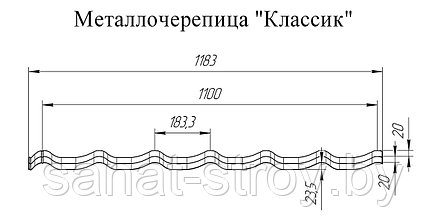 Металлочерепица классик Grand Line 0,5  Velur Х   RAL 3009 Оксидно-красный, фото 2