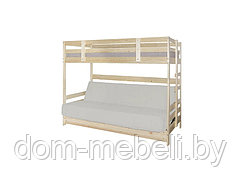 Двухъярусная кровать Массив (для покраски, обработана) с диваном Боннель +матрас №1 | +Подарки!