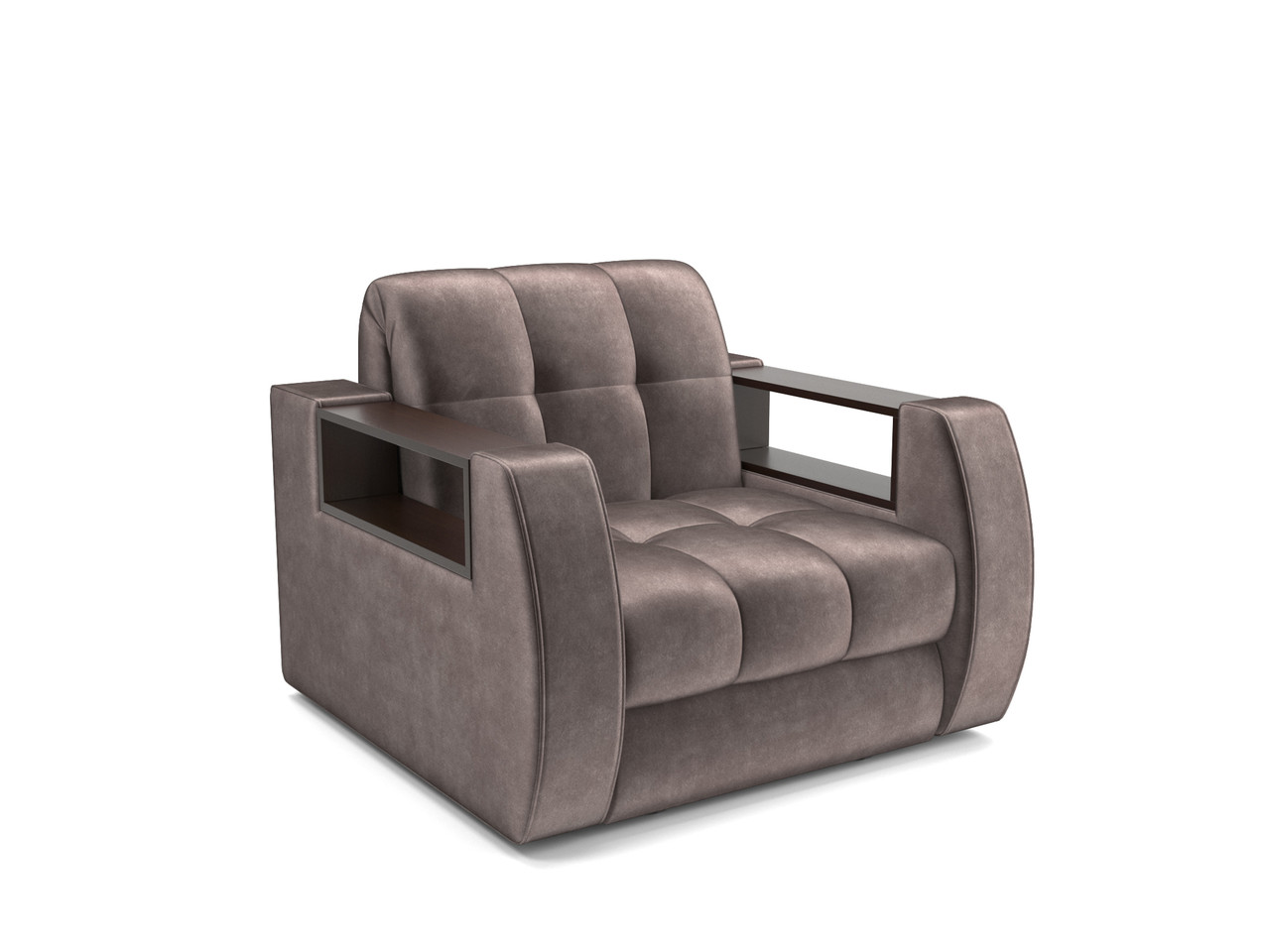 Кресло-кровать Барон №3 (Бархат серо-шоколадный STAR VELVET 60 COFFEE) - фото 1 - id-p197390270