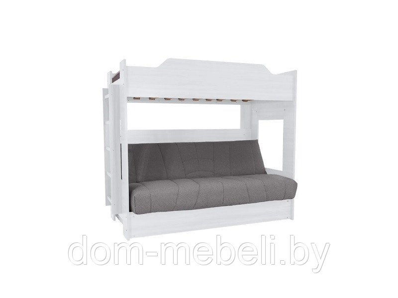 Двухъярусная кровать Белая с диваном (БНП) +матрас №2 | Подарки!