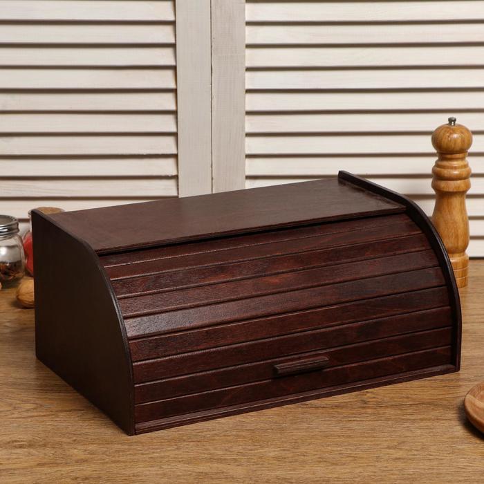 Хлебница деревянная "Буханка", прозрачный лак, цвет орех, 38×24.5×16.5 см - фото 1 - id-p197396233