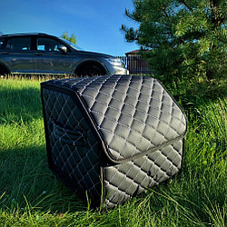 Автомобильный органайзер Кофр в багажник Premium CARBOX Усиленные стенки (размер 30х30см) Черный с белой