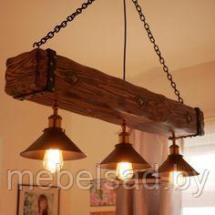 Люстра деревянная рустикальная "Старый Город №8" на 3 лампы - фото 1 - id-p197401252