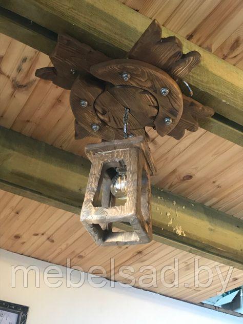 Люстра деревянная рустикальная "Старый Город №10" на 1 лампу - фото 1 - id-p197401291