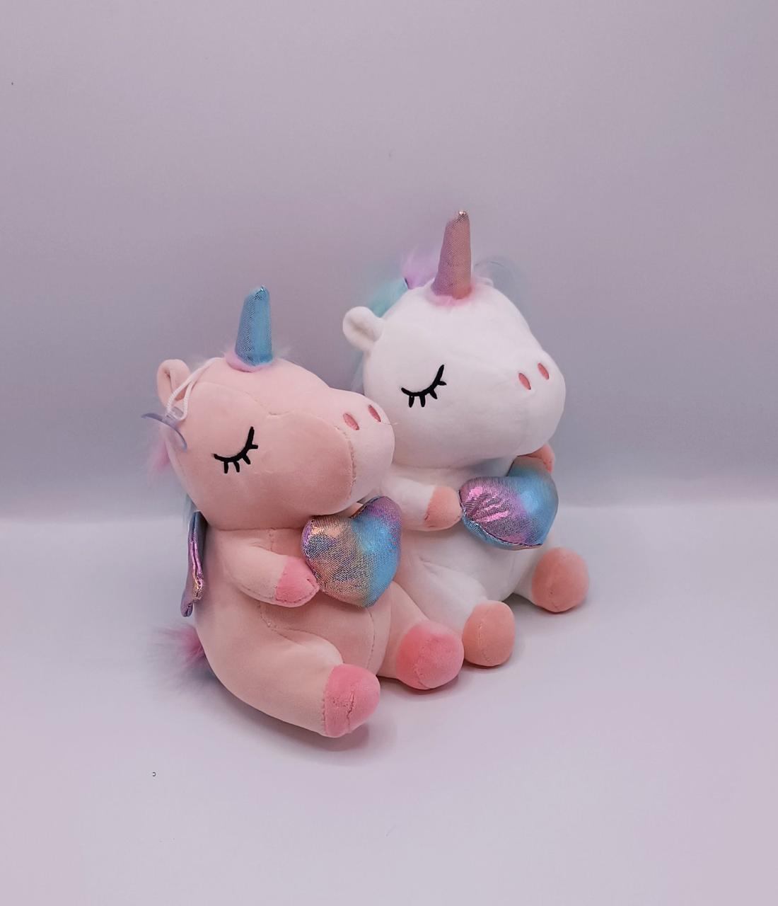 Мягкая игрушка Единорог с крылышками и сердечком, 2 цвета