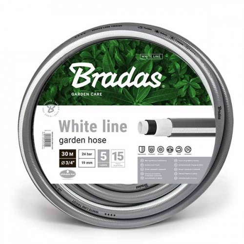 Шланг поливочный 5-ти слойный WHITE LINE 1/2" 50м "Bradas", Италия - фото 1 - id-p197465895