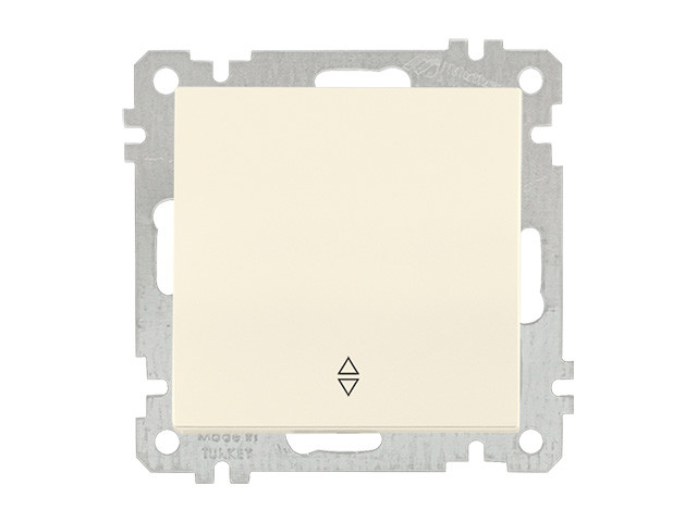 Выключатель проходной 1-клав. (скрытый, без рамки, пруж. зажим) кремовый, DARIA, MUTLUSAN (10 A, 250 V, IP 20)