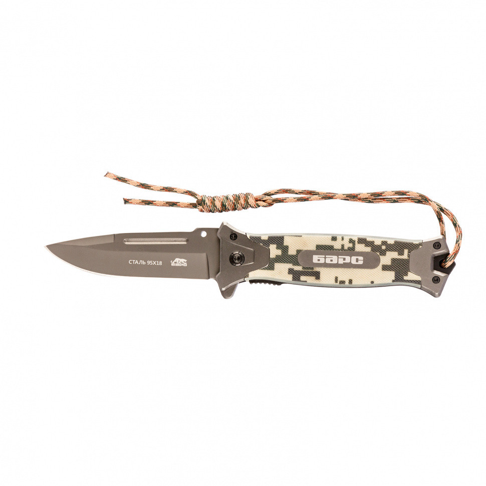 Нож туристический, складной, 220/90 мм, система Liner-Lock, с накладкой G10 на руке, стеклобой Барс - фото 1 - id-p197459995